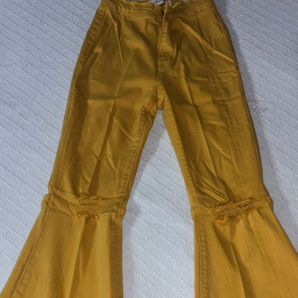 Flared Mustard Yellow Pants